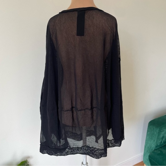 Rundholz Black Print Flock Listen Flowers Long Sleeve Mesh Cotton T-Shirt EUC S - Picture 7 of 12